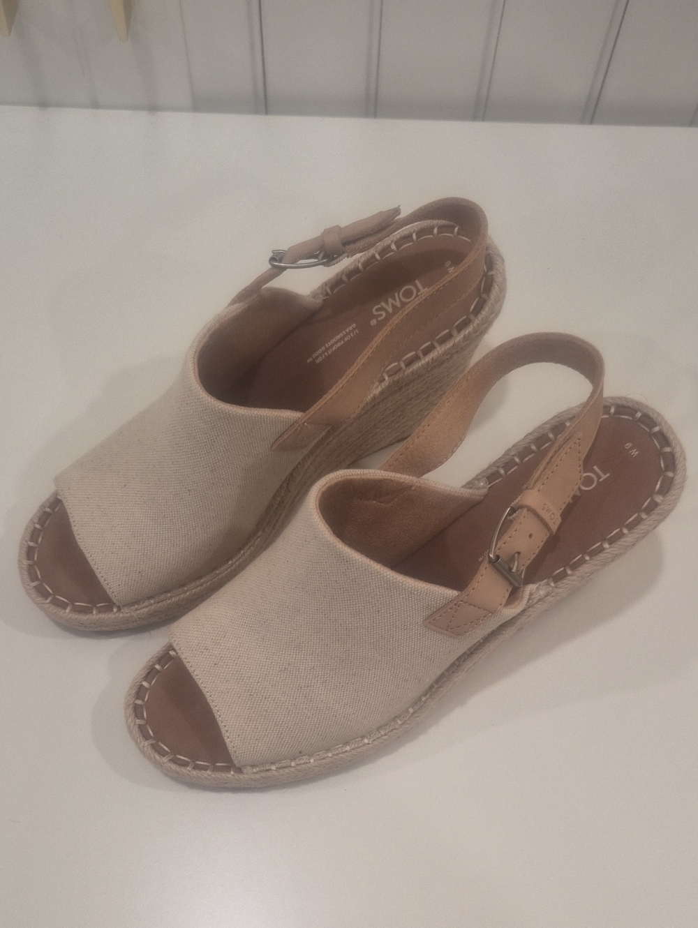 TOMS Monica Wedge Espadrille Wedge Sandals with Tan Slingback